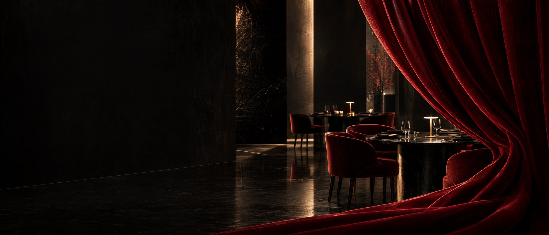 A cinematic black and red BREMER interior artwork